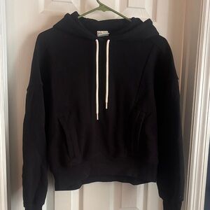 Black Hooded Women's Sweatshirt with Drawstring